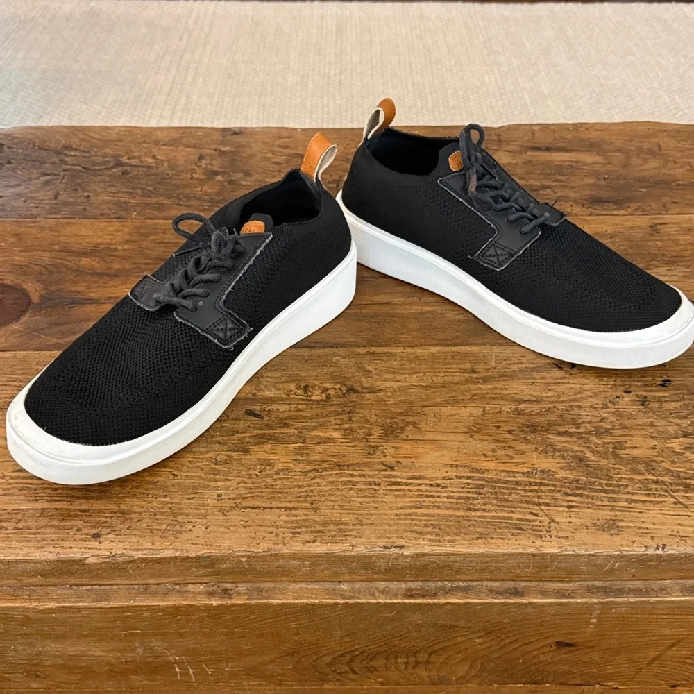 BYLT Premium Basics Black Brown Trim Knit Lido Sneakers Size 11